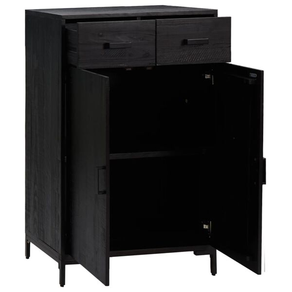 vidaXL skoskab 75x40x110 cm massivt fyrretræ sort