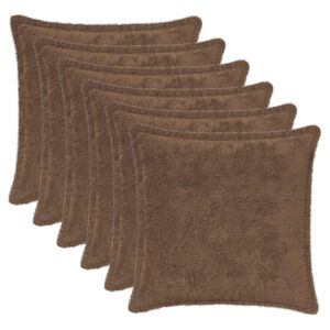 vidaXL Pudebetr&aelig;k 6 stk. HOUTEN Lys Brun 30 x 30 cm Faux Kanin Pels