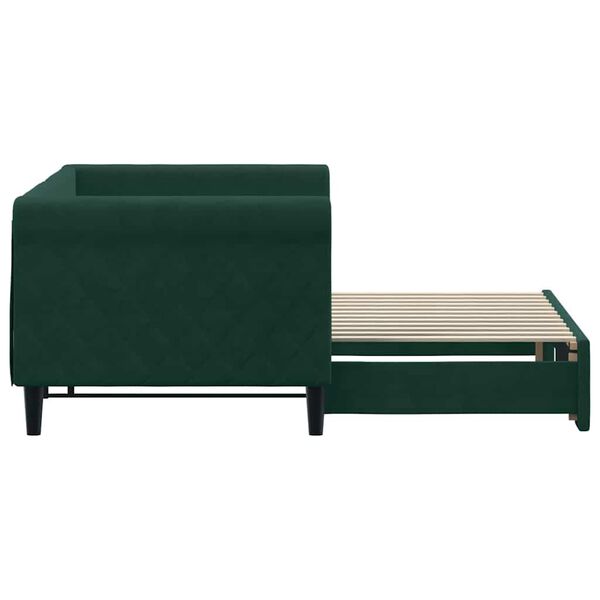 vidaXL daybed med udtr&aelig;k 80x200 cm velour m&oslash;rkegr&oslash;n