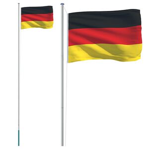 vidaXL Tyskland flag og flagstang 6,08 m aluminium