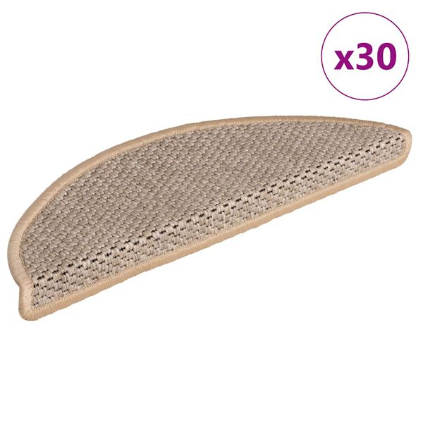 vidaXL selvkl&aelig;bende trappem&aring;tter 30stk. 56x17x3cm sisal-look lys beige