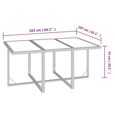 vidaXL spisebordssæt til haven 7 dele med hynder polyrattan grå