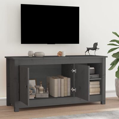 vidaXL tv-bord 103x36,5x52 cm massivt fyrretræ grå
