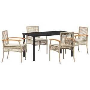 vidaXL Have Spisebordss&aelig;t 5 pcs Beige polyrattan