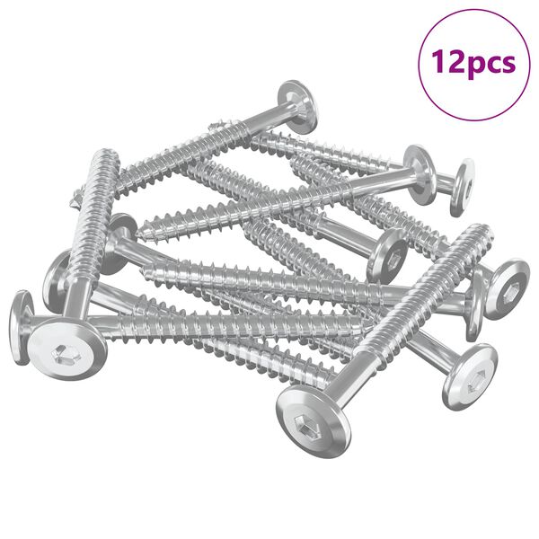 vidaXL Tr&aelig;skruer 12 pcs S&oslash;lv M6 x 70 mm St&aring;l