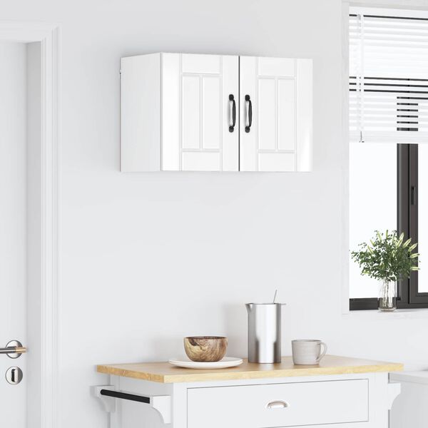 vidaXL K&oslash;kkenskab Lucca 2 pcs Hvid h&oslash;jglans 30 x 31 x 40 cm