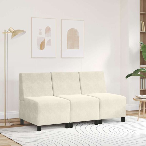 vidaXL modul&aelig;r sofa uden arml&aelig;n cremefarvet 55 cm fl&oslash;jl