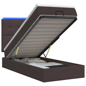 vidaXL Ottoman seng med madras og LED M&oslash;rk Brun 90 x 190 cm Stof