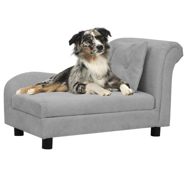 vidaXL hundesofa med pude 83x44x44 cm plys gr&aring;