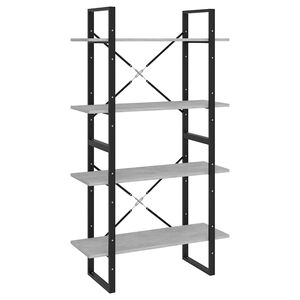 vidaXL bogreol med 4 hylder 80x30x140 cm konstrueret tr&aelig; betongr&aring;