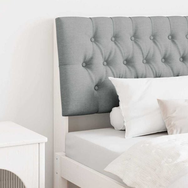 vidaXL Polstret sengegavl Lysegr&aring; 100 cm Massiv fyrretr&aelig;