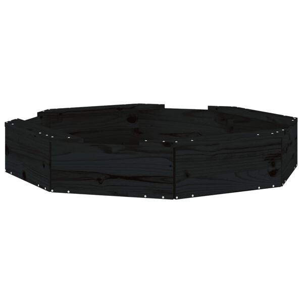 vidaXL sandkasse med sæder ottekantet massivt fyrretræ sort