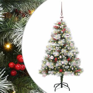 vidaXL Kunstigt juletr&aelig; Gr&oslash;n og hvid 150 cm PVC og metal og plast