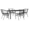 vidaXL 5 dele spisebordss&aelig;t til haven polyrattan glas sort