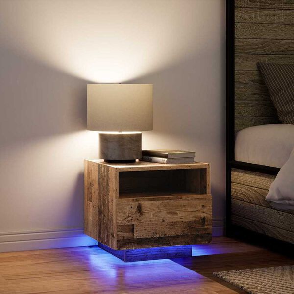 vidaXL Natskab med skuffe Gammelt tr&aelig; 40 x 39 x 37 cm Konstrueret tr&aelig;