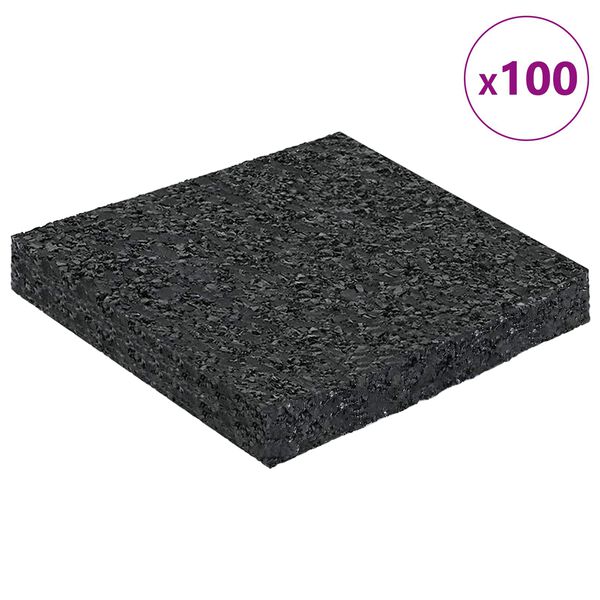 vidaXL Gummigranulat terrasseplade Sort 9 x 9 x 1 cm Gummi