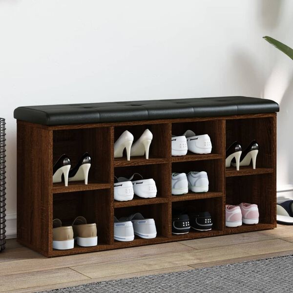 vidaXL skobænk 102x32x50 cm konstrueret træ brun egetræsfarve