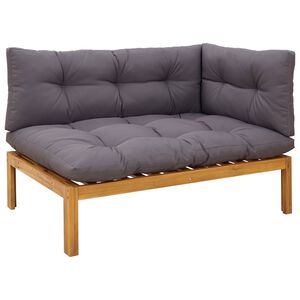 vidaXL Hj&oslash;rne Sofa Enhed 2-personers Akacietr&aelig; Naturlig og m&oslash;rk gr&aring;