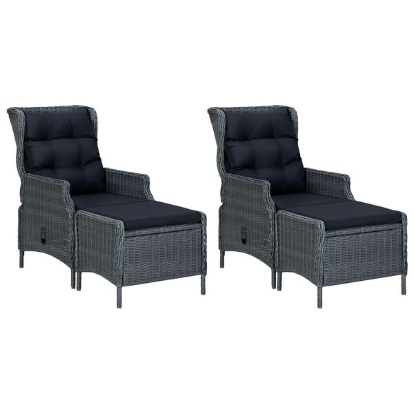 vidaXL spisebordss&aelig;t til haven med hynder 7 dele polyrattan m&oslash;rkegr&aring;