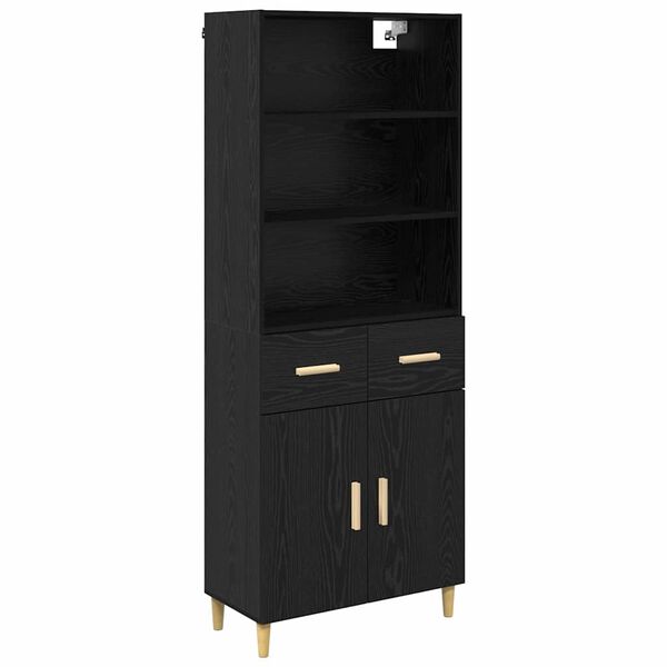 vidaXL Highboard Sort eg 69,5 x 32,5 x 180 cm Konstrueret tr&aelig;