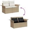 vidaXL Havesofa S&aelig;t med pude med opbevaring 4 pcs Beige Poly rattan