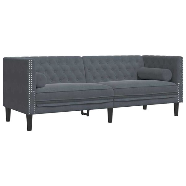 vidaXL Stue Sofa 3 pcs M&oslash;rkegr&aring; 194 x 74,5 x 70,5 cm Fl&oslash;jl