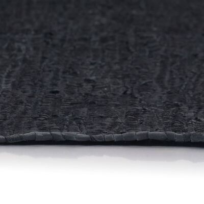 vidaXL håndvævet chindi-tæppe læder 190 x 280 cm sort