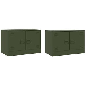 vidaXL tv-borde 2 stk. 67x39x44 cm st&aring;l olivengr&oslash;n