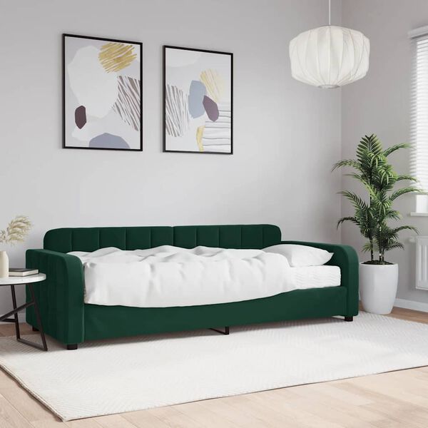 vidaXL daybed med madras 80x200 cm velour m&oslash;rkegr&oslash;n