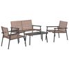 vidaXL Have Spisebordss&aelig;t 4 stk. Brun polyrattan