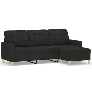 vidaXL 3-personers sofa med fodskammel 180 cm sort