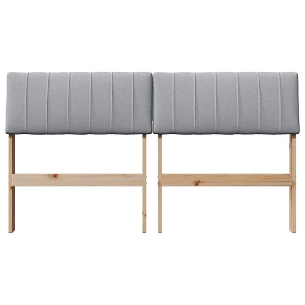 vidaXL Polstret sengegavl Lysegr&aring; 140 cm Massiv fyrretr&aelig;