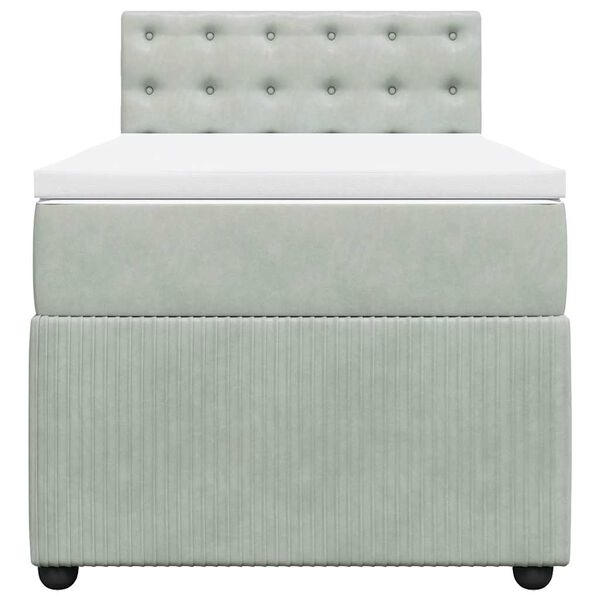 vidaXL kontinentalseng med madras 90x190 cm fl&oslash;jl lysegr&aring;