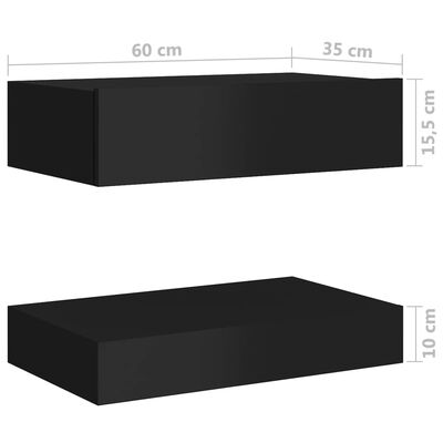 vidaXL sengeborde 2 stk. 60x35 cm spånplade sort højglans