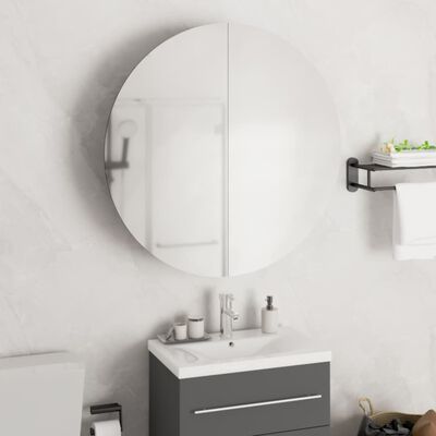 vidaXL badeværelsesskab med rundt spejl og LED-lys 54x54x17,5 cm hvid