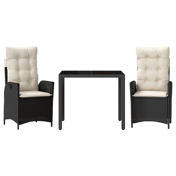 vidaXL spisebordssæt til haven 9 dele med hynder polyrattan sort