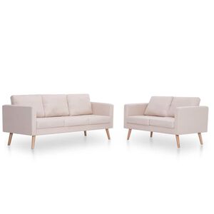 vidaXL sofas&aelig;t i 2 dele stof cremefarvet