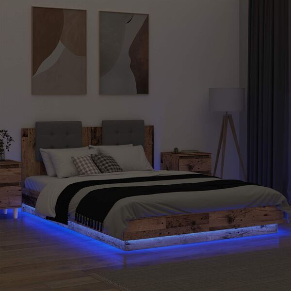 vidaXL Sengestel med hovedg&aelig;rde Gammelt tr&aelig; 160 x 200 cm