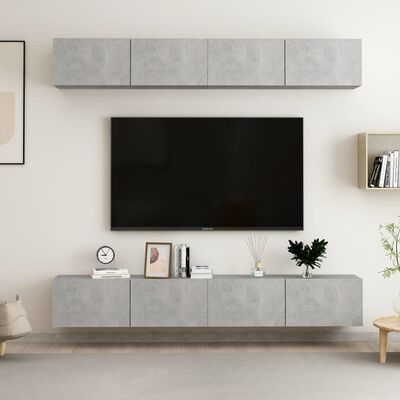 vidaXL tv-skabe 4 stk. 100x30x30 cm spånplade betongrå