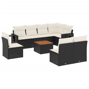 vidaXL sofas&aelig;t til haven 9 dele med hynder polyrattan sort