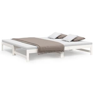 vidaXL daybed med udtr&aelig;k 2x(100x200) cm massivt fyrretr&aelig; hvid