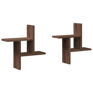vidaXL væghylder 2 stk. 38x12x38 cm konstrueret træ brun egetræsfarve