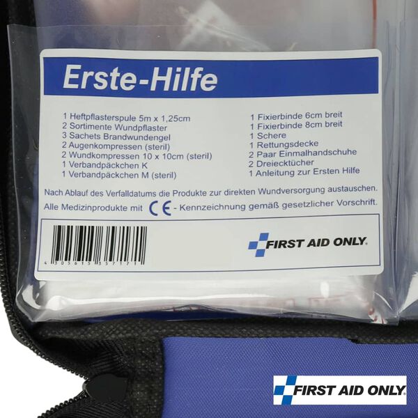 FIRST AID ONLY f&oslash;rstehj&aelig;lpss&aelig;t 50 dele i lynl&aring;staske bl&aring;