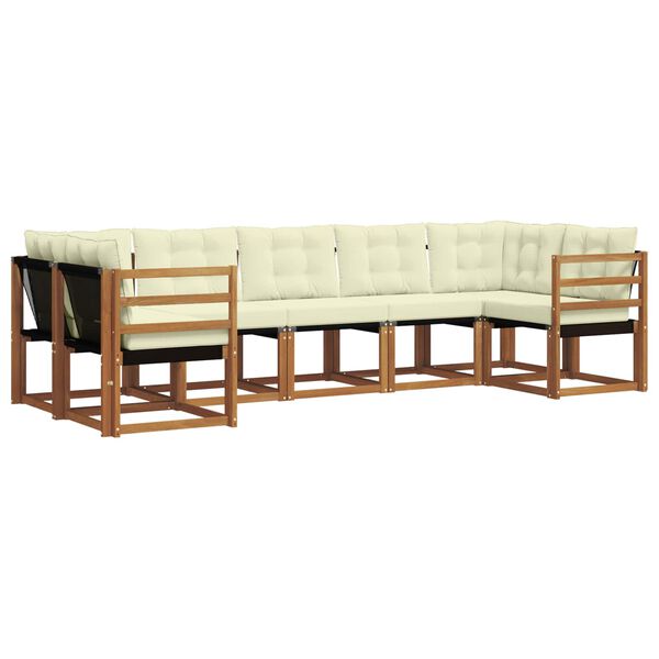 vidaXL Udend&oslash;rs sofagruppe med pude 7 pcs Naturlig og Lys Gr&aring;