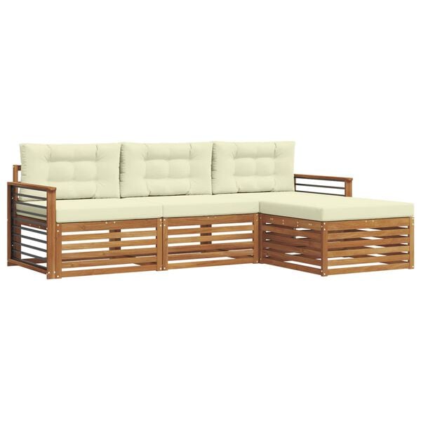 vidaXL Udend&oslash;rs sofagruppe med pude 4 pcs Naturlig og Fl&oslash;de