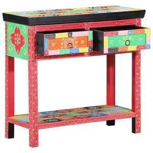 vidaXL Konsolbord med skuffe med opbevaring Flerfarvet 80 x 35 x 76 cm