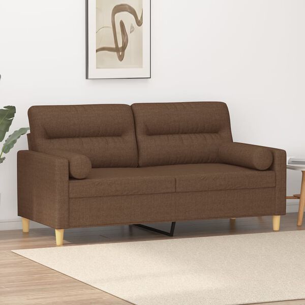 vidaXL 2-personers sofa med pyntepuder 140 cm stof brun