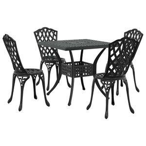 vidaXL Havebord s&aelig;t 5 pcs Sort Gustt aluminium
