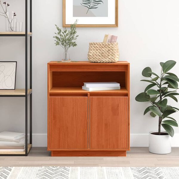 vidaXL Sideboard Voks brun 70 x 34 x 80 cm Massiv fyrretr&aelig;