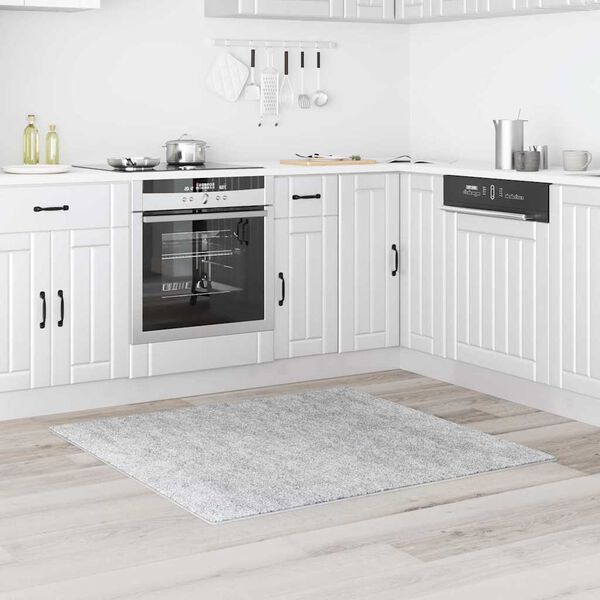 vidaXL Anti-slip Shaggy t&aelig;ppe Gr&aring; 120 x 120 cm PP